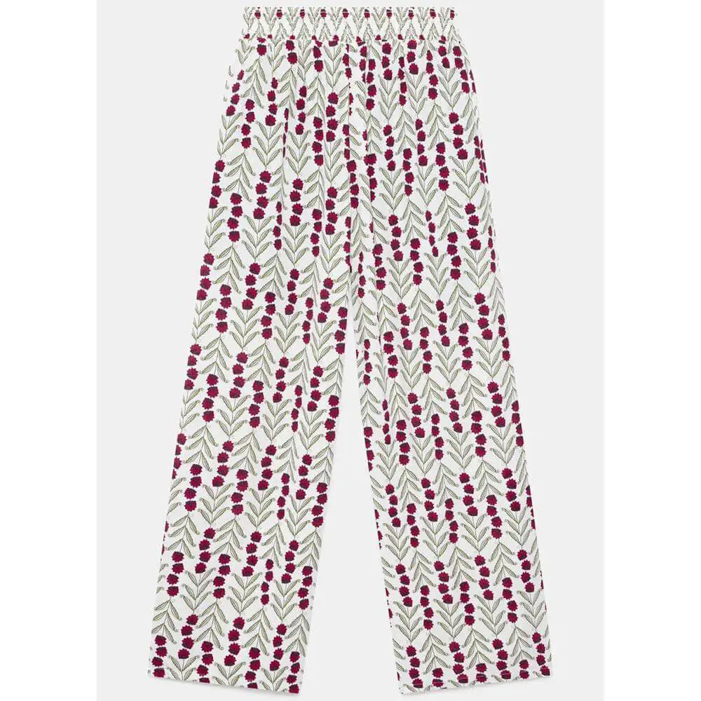 Mint Velvet Neutral Floral Print Wide Leg Trousers